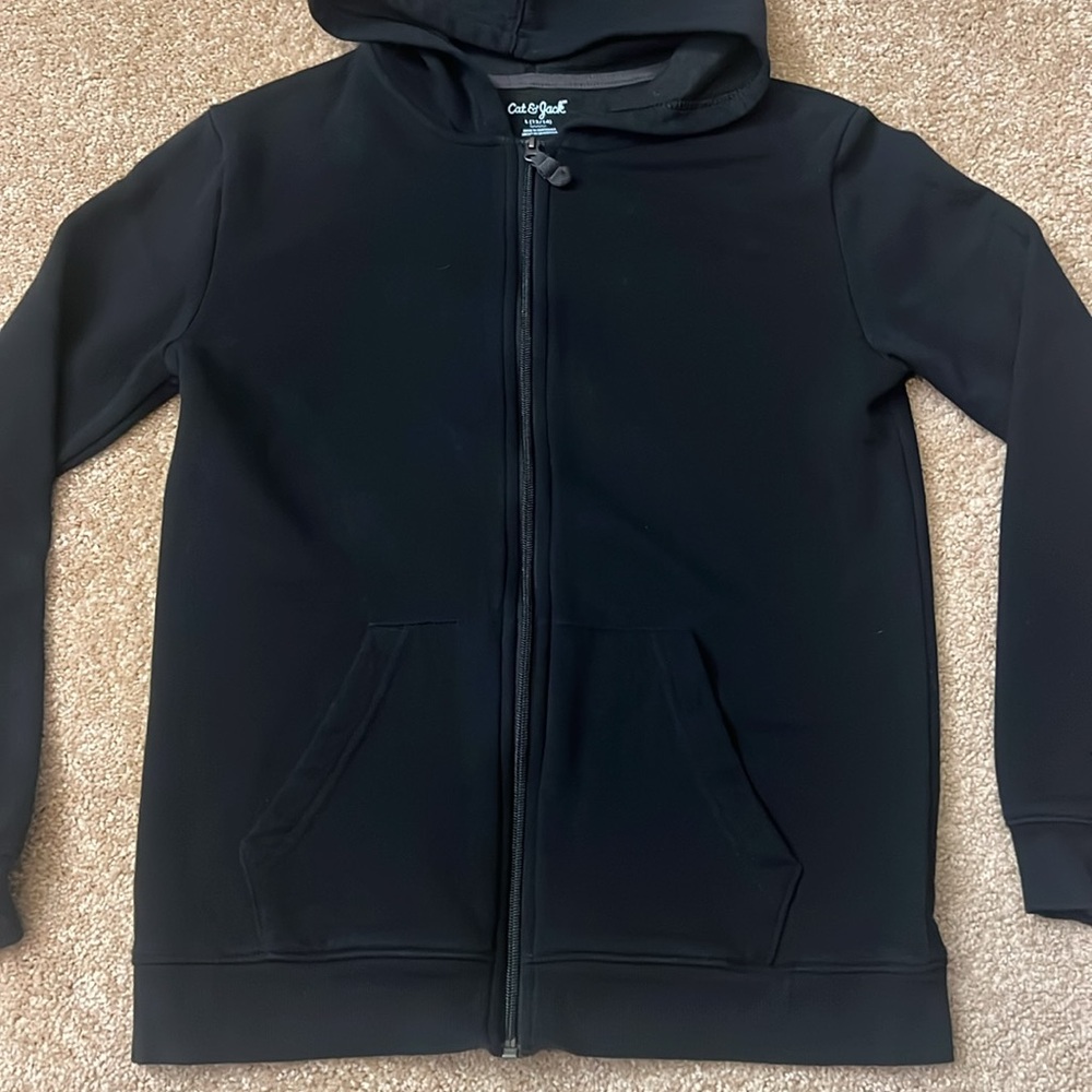 Cat & Jack Black Kids Full Zip Up Jacket Size Large 12/14 - Picture 3 of 5